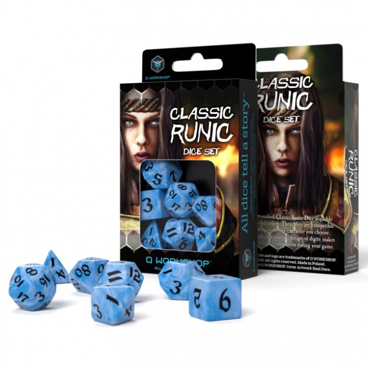 Q Workshop - Classic Runic Dice Set - Glacier & Black