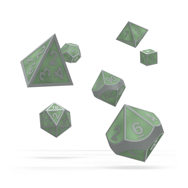 Oakie Doakie - RPG Dice Set - Metal Glow in the Dark - Druid's Blaze