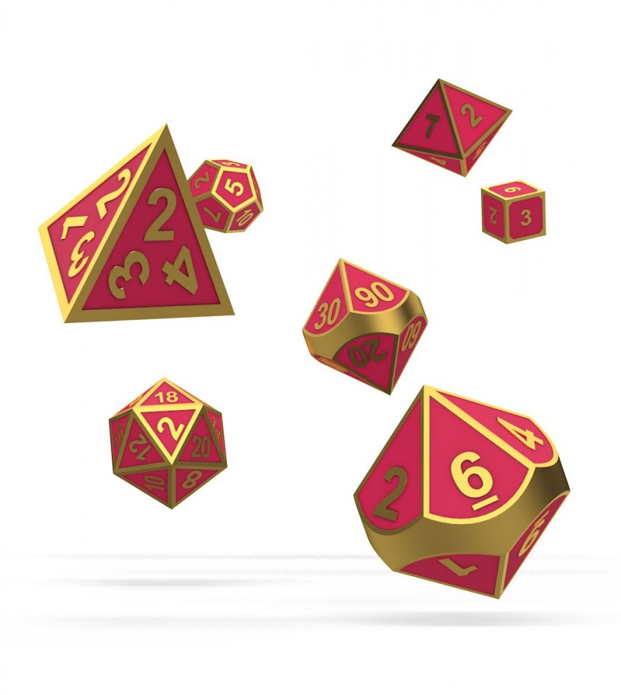 Oakie Doakie - RPG Dice Set - Metal Glow in the Dark - Golden Princess